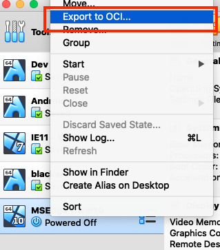 Exporting a VirtualBox appliance