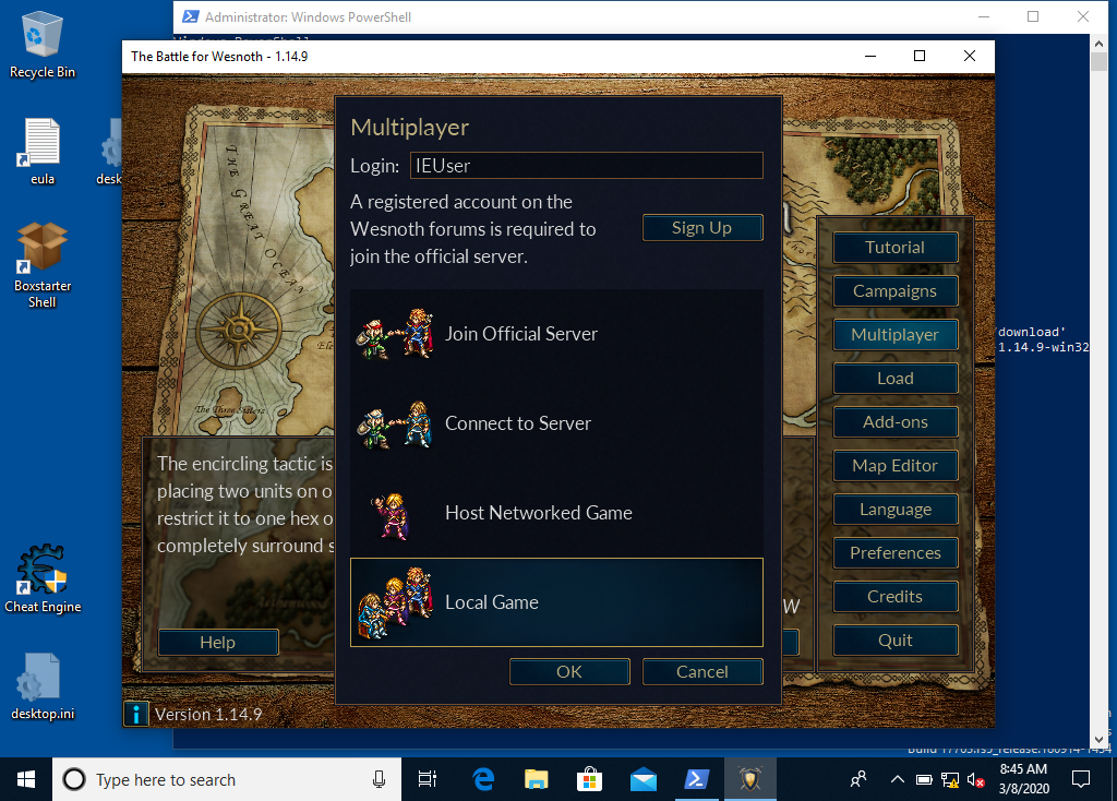 A Wesnoth match showing the gold value
