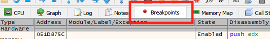 The Breakpoints tab