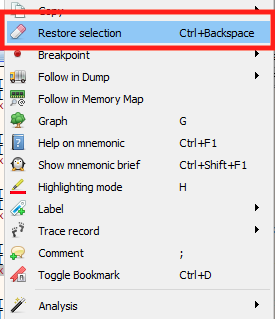 Restoring the original selection