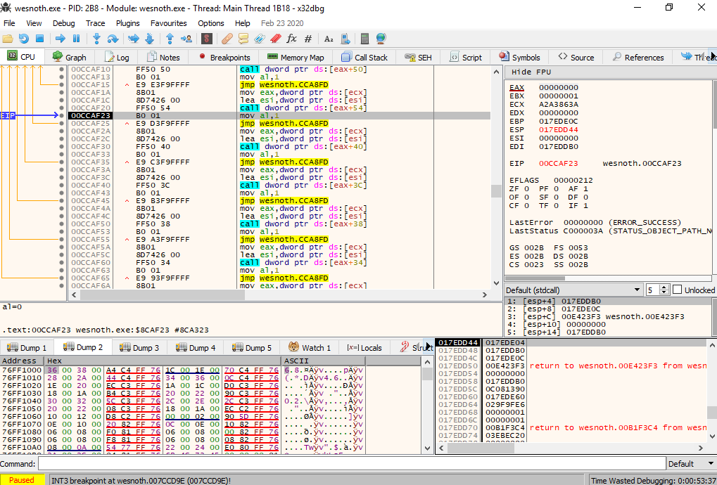 Code branching between menu operations