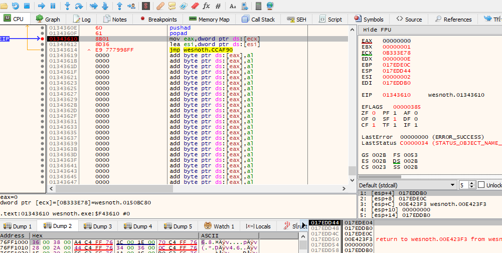 The cave breakpoint firing