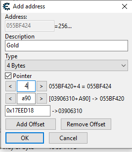The completed pointer entry