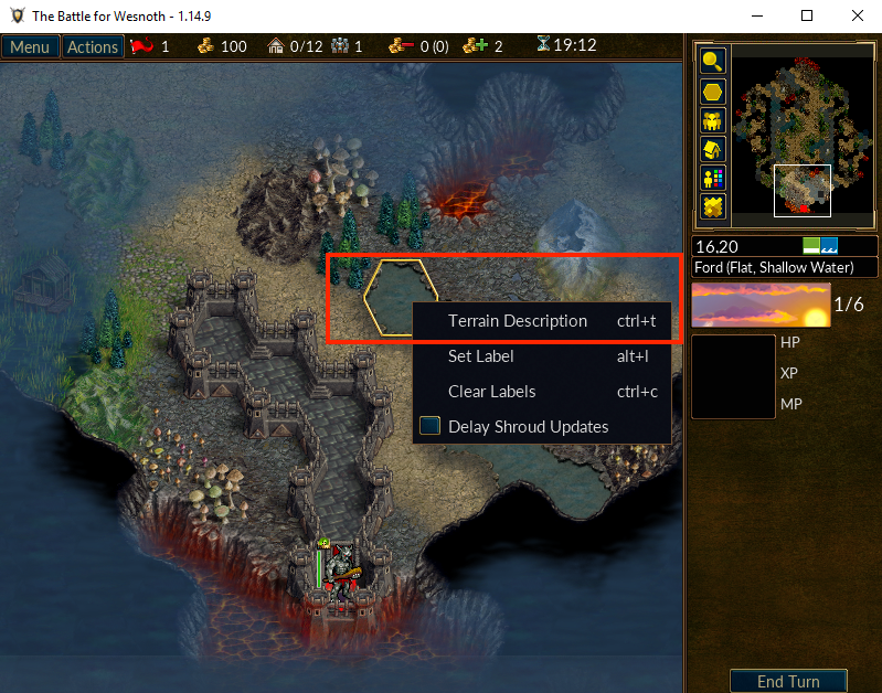 A terrain description containing searchable text