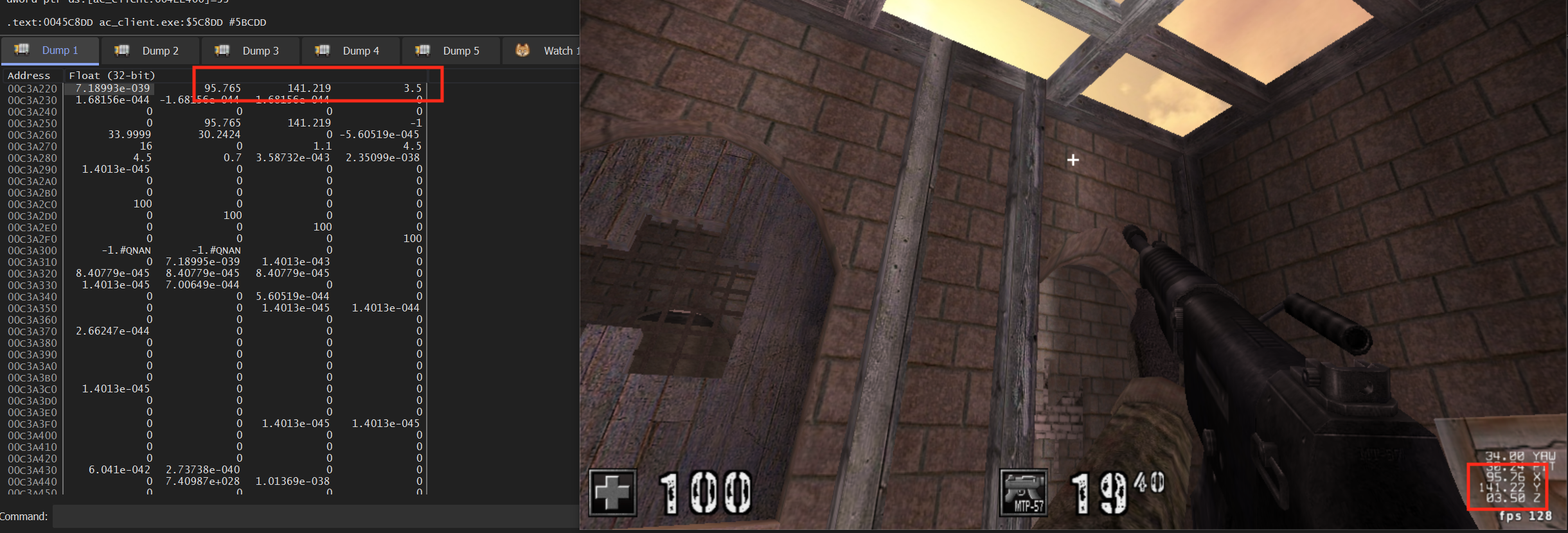 The player layout in a later frame