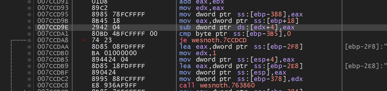 The gold-changing instruction in two builds