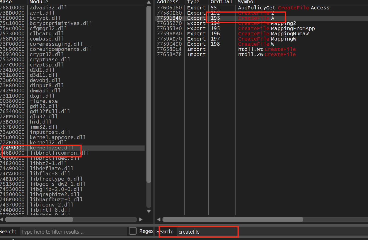 A file read observed in the debugger